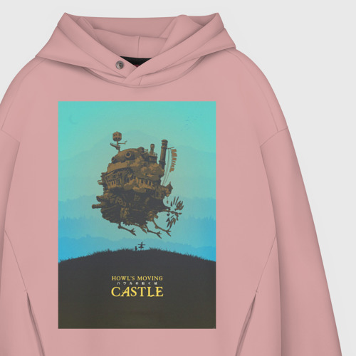 Мужское худи Oversize хлопок Howl's Moving Castle, цвет пыльно-розовый - фото 4