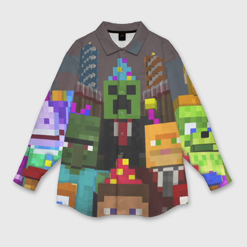 Женская рубашка oversize 3D с принтом Minecraft - characters - video game, вид спереди #2