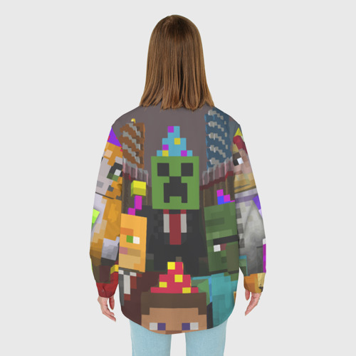 Женская рубашка oversize 3D с принтом Minecraft - characters - video game, вид сзади #2