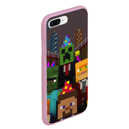 Чехол для iPhone 7Plus/8 Plus матовый Minecraft - characters - video game, цвет розовый - фото 3