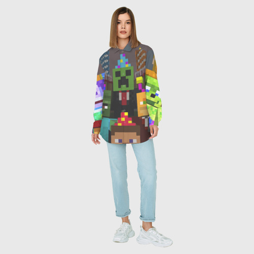 Женская рубашка oversize 3D с принтом Minecraft - characters - video game, вид сбоку #3