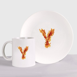 Набор: тарелка + кружка Птица Феникс