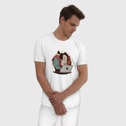 Мужская пижама хлопок с принтом Самурай Кодер, фото на моделе #1