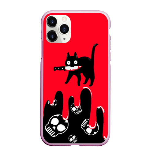 Чехол для iPhone 11 Pro Max матовый What cat, цвет розовый