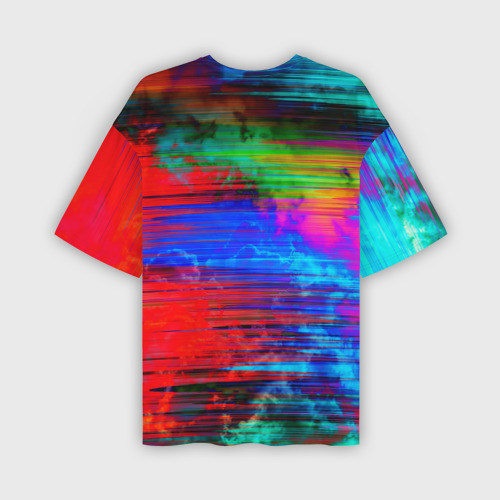 Мужская футболка oversize 3D Glitch color storm, цвет 3D печать - фото 2