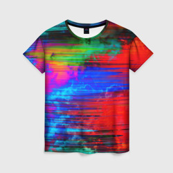 Женская футболка 3D Glitch color storm