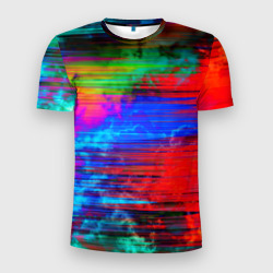 Мужская футболка 3D Slim Glitch color storm