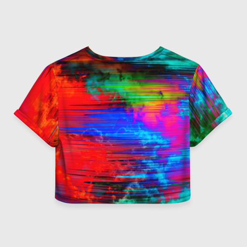 Женская футболка Crop-top 3D Glitch color storm, цвет 3D печать - фото 2