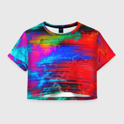 Женская футболка Crop-top 3D Glitch color storm