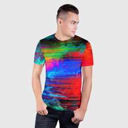 Мужская футболка 3D Slim Glitch color storm - фото 2