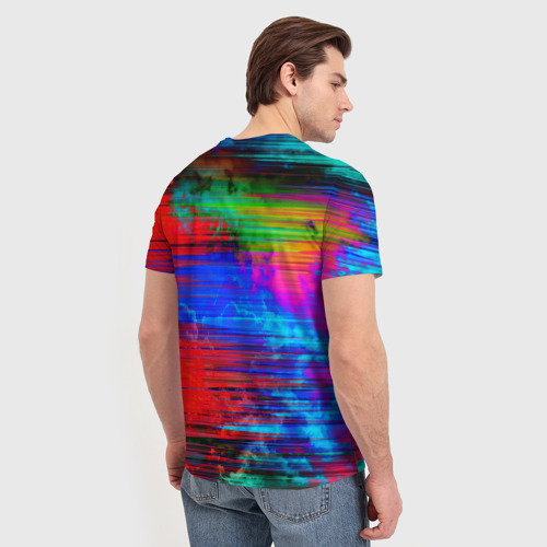 Мужская футболка 3D Glitch color storm, цвет 3D печать - фото 4
