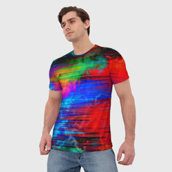 Мужская футболка 3D Glitch color storm - фото 2