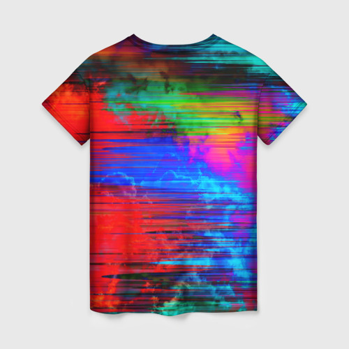 Женская футболка 3D Glitch color storm, цвет 3D печать - фото 2