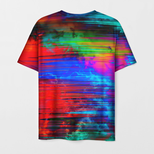 Мужская футболка 3D Glitch color storm, цвет 3D печать - фото 2