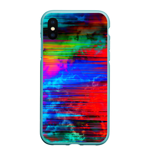 Чехол для iPhone XS Max матовый Glitch color storm, цвет мятный