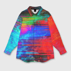 Мужская рубашка oversize 3D Glitch color storm