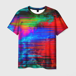 Мужская футболка 3D Glitch color storm