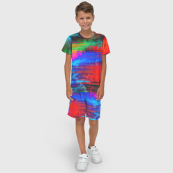 Детский костюм с шортами 3D Glitch color storm - фото 2