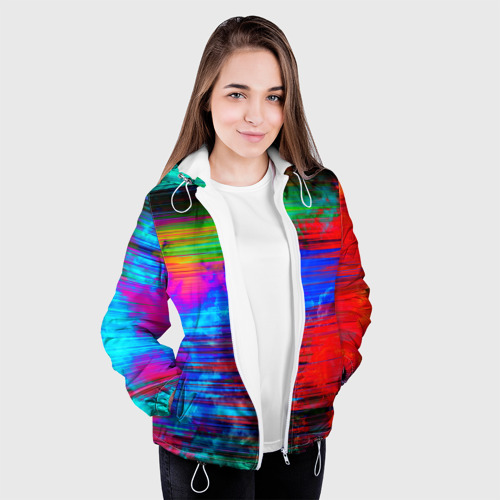 Женская куртка 3D Glitch color storm, цвет белый - фото 4