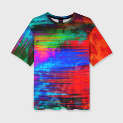 Женская футболка oversize 3D Glitch color storm