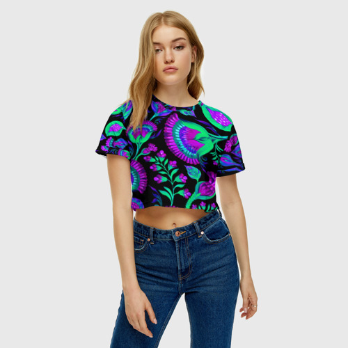 Женская футболка Crop-top 3D Bright, цвет 3D печать - фото 3
