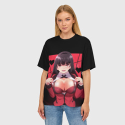 Женская футболка oversize 3D Юмэко Джабами Безумный азарт - фото 2