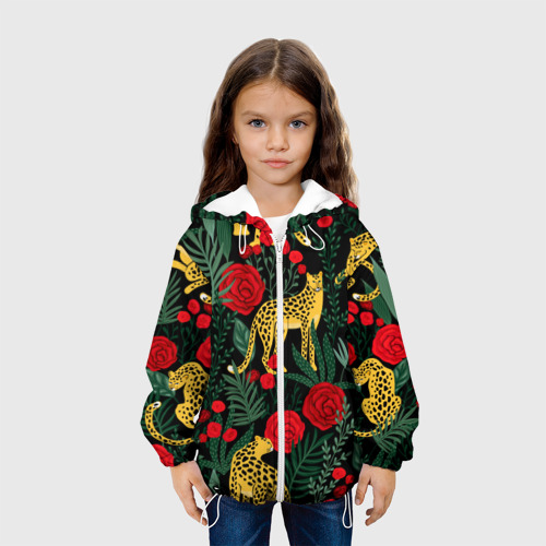 Детская куртка 3D Леопарды и цветы, цвет белый - фото 4