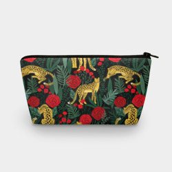 Косметичка 3D Леопарды и цветы паттерн 