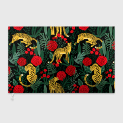 Флаг 3D Леопарды и цветы паттерн 