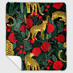 Плед с рукавами Леопарды и цветы паттерн 