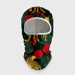 Балаклава 3D Леопарды и цветы паттерн 