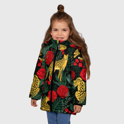 Зимняя куртка для девочек 3D Леопарды и цветы - фото 2