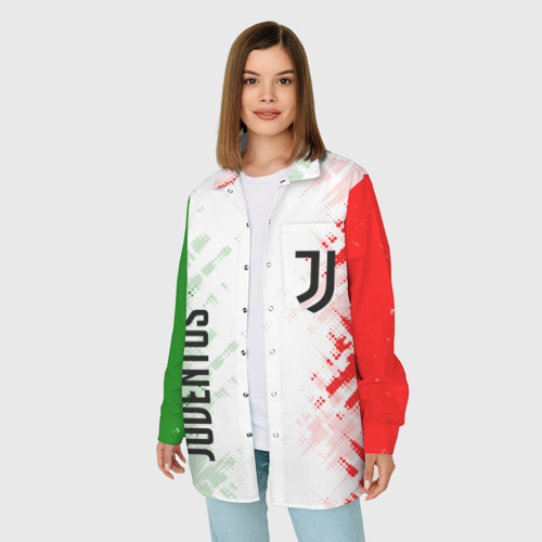 Женская рубашка oversize 3D с принтом Juventus, фото на моделе #1