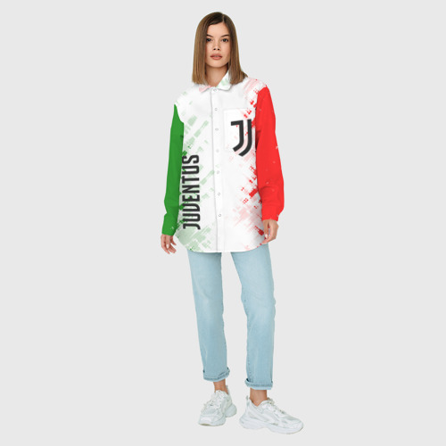 Женская рубашка oversize 3D с принтом Juventus, вид сбоку #3