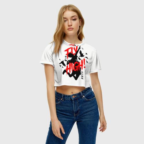 Женская футболка Crop-top 3D Хайкю:!!, цвет 3D печать - фото 3