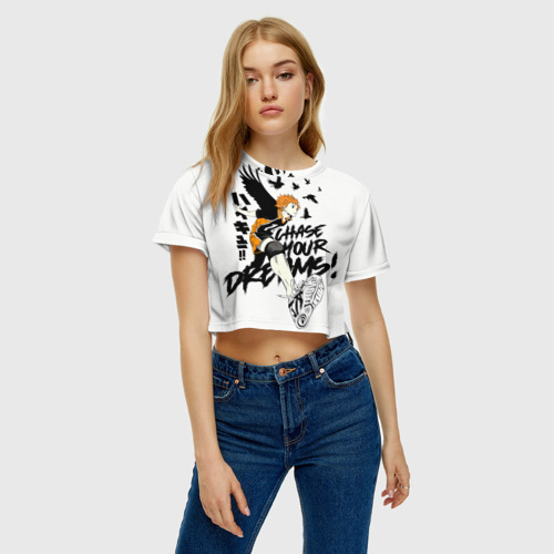 Женская футболка Crop-top 3D HAIKYUU Chase Your Dreams, цвет 3D печать - фото 3