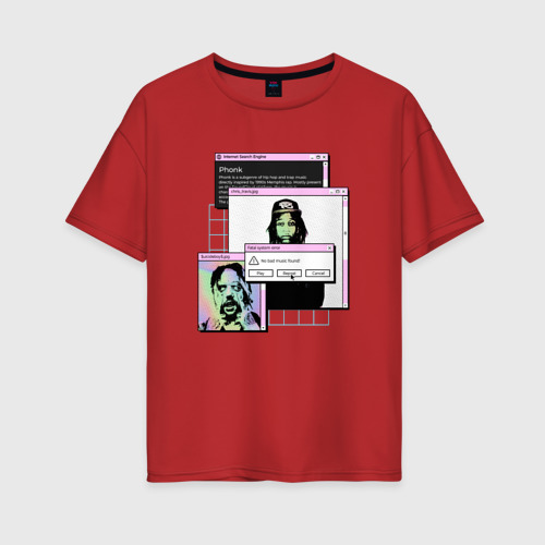Женская футболка хлопок Oversize Suicideboys and Chris Travis, цвет красный