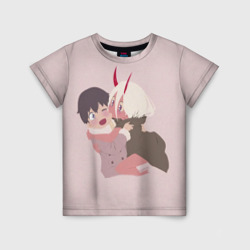 Детская футболка 3D Zero Two and hiro cute