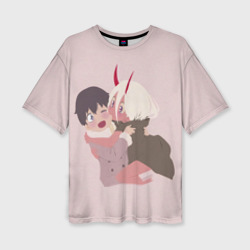 Женская футболка oversize 3D Zero Two and hiro cute