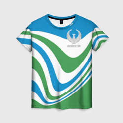 Женская футболка 3D Узбекистан - герб страны
