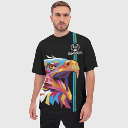 Мужская футболка oversize 3D Узбекистан разноцветный орел - фото 2