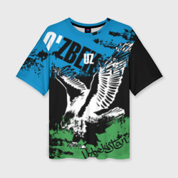 Женская футболка oversize 3D Узбекистан порящий орел