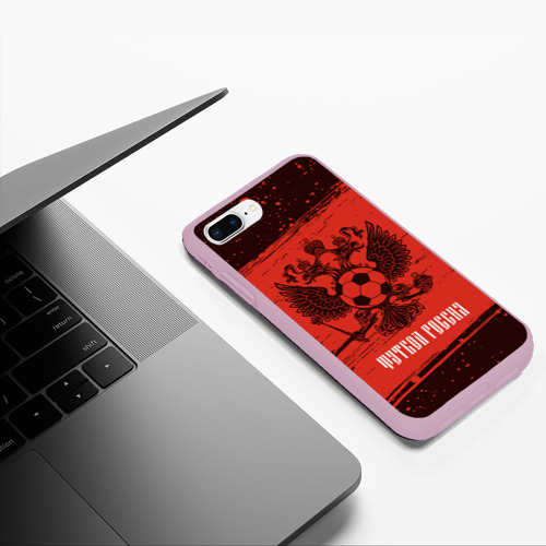 Чехол для iPhone 7Plus/8 Plus матовый ФУТБОЛ РОССИЯ / Russia, цвет розовый - фото 5