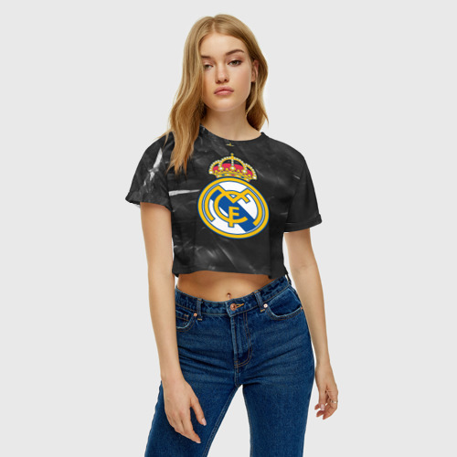 Женская футболка Crop-top 3D REAL MADRID / РЕАЛ МАДРИД, цвет 3D печать - фото 4