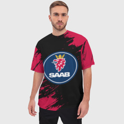Мужская футболка oversize 3D Saab Сааб - фото 2