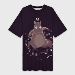 Платье-футболка 3D Хомяк Боо и пыльные зайчики
