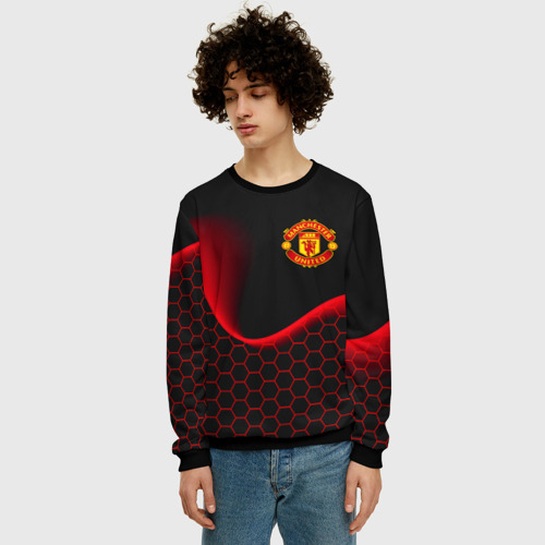 Мужской свитшот 3D Manchester united, цвет черный - фото 3