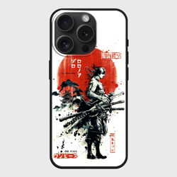 Чехол силиконовый для Apple iPhone 15 Pro матовый Самурай Ророно Зоро - One Piece