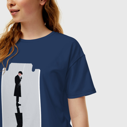 Женская футболка хлопок Oversize Peaky Blinders, цвет темно-синий - фото 3