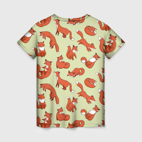 Женская футболка 3D с принтом Осенние лисички, вид сзади #1